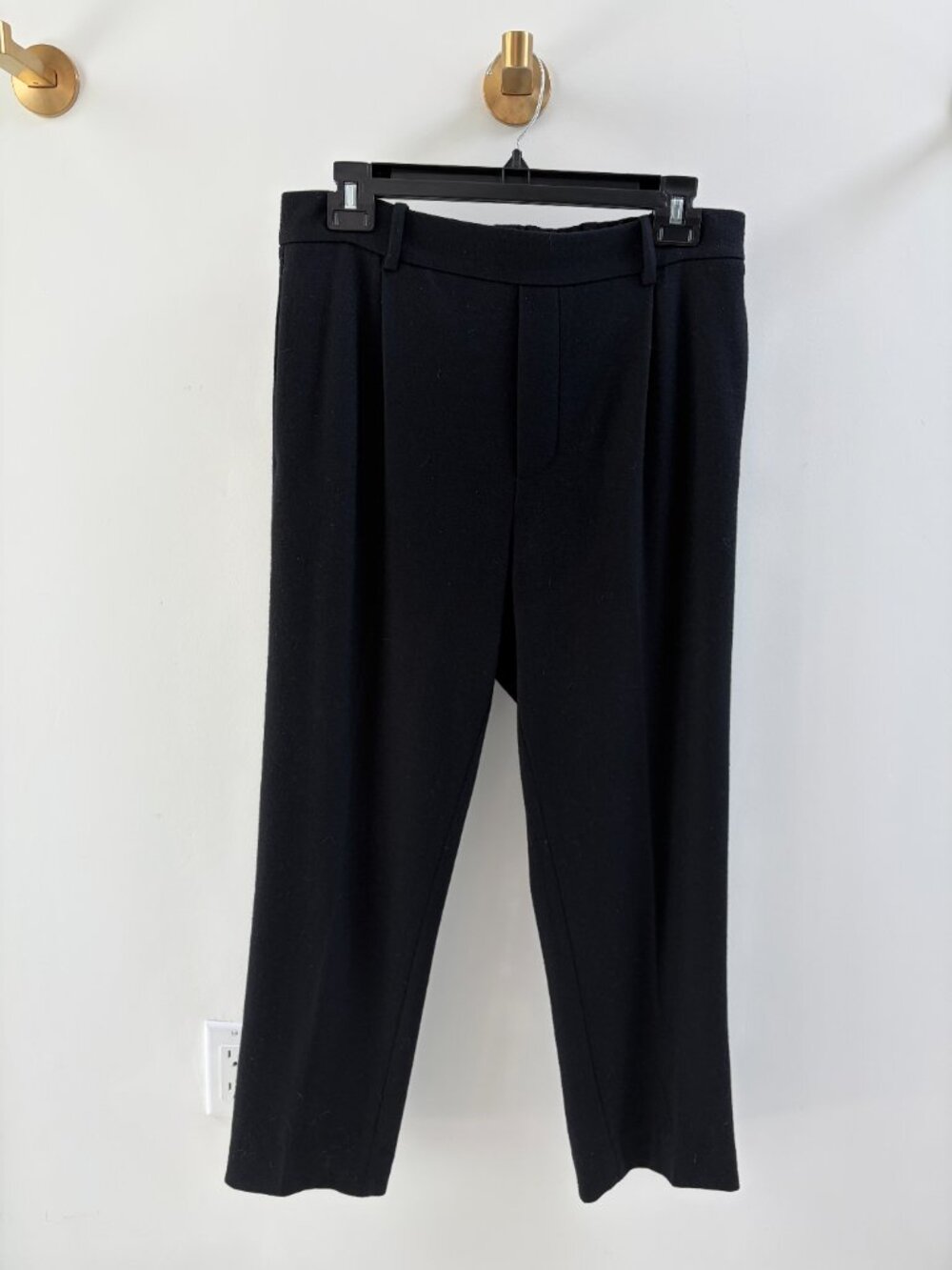 VINCE PLEATED PULL-ON WOOL TROUSERS SLIZE MEDIUM